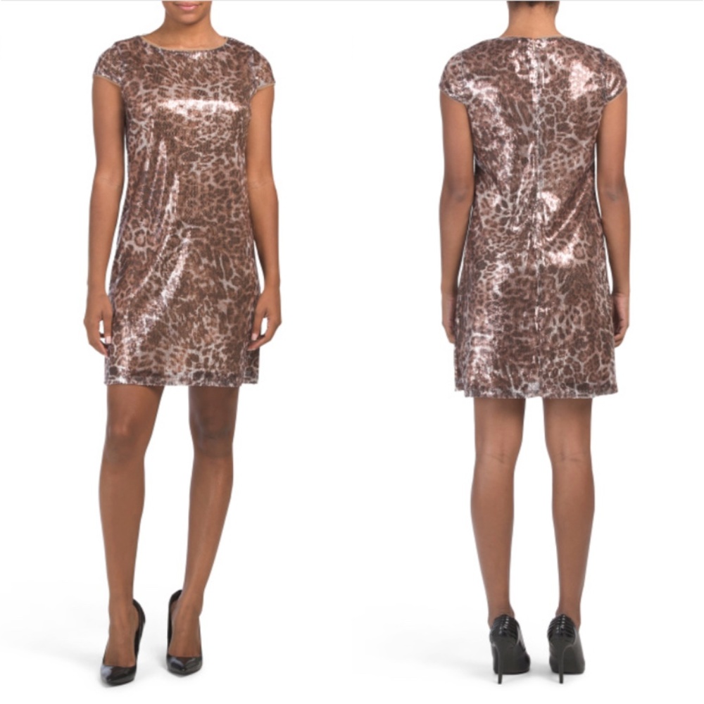 MARINA Petite Animal Sequin Dress